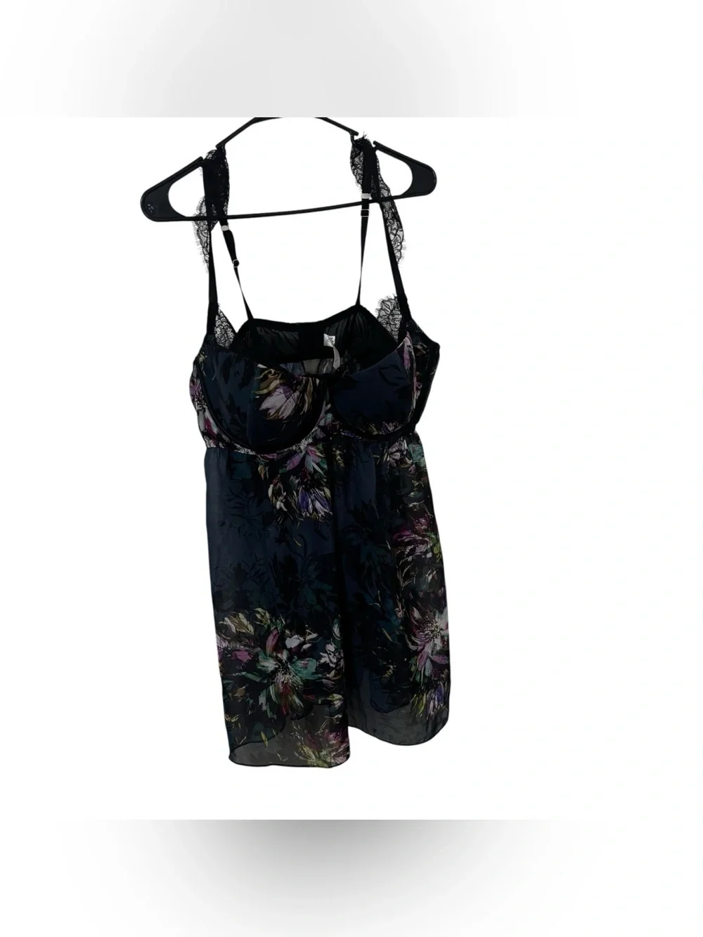 Cacique dark blue Floral Lace-Trim Chemise Nightgown 44DD